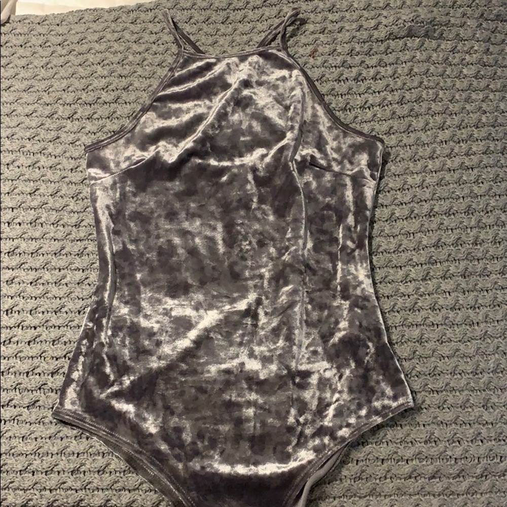 Silver Velvet Bodysuit